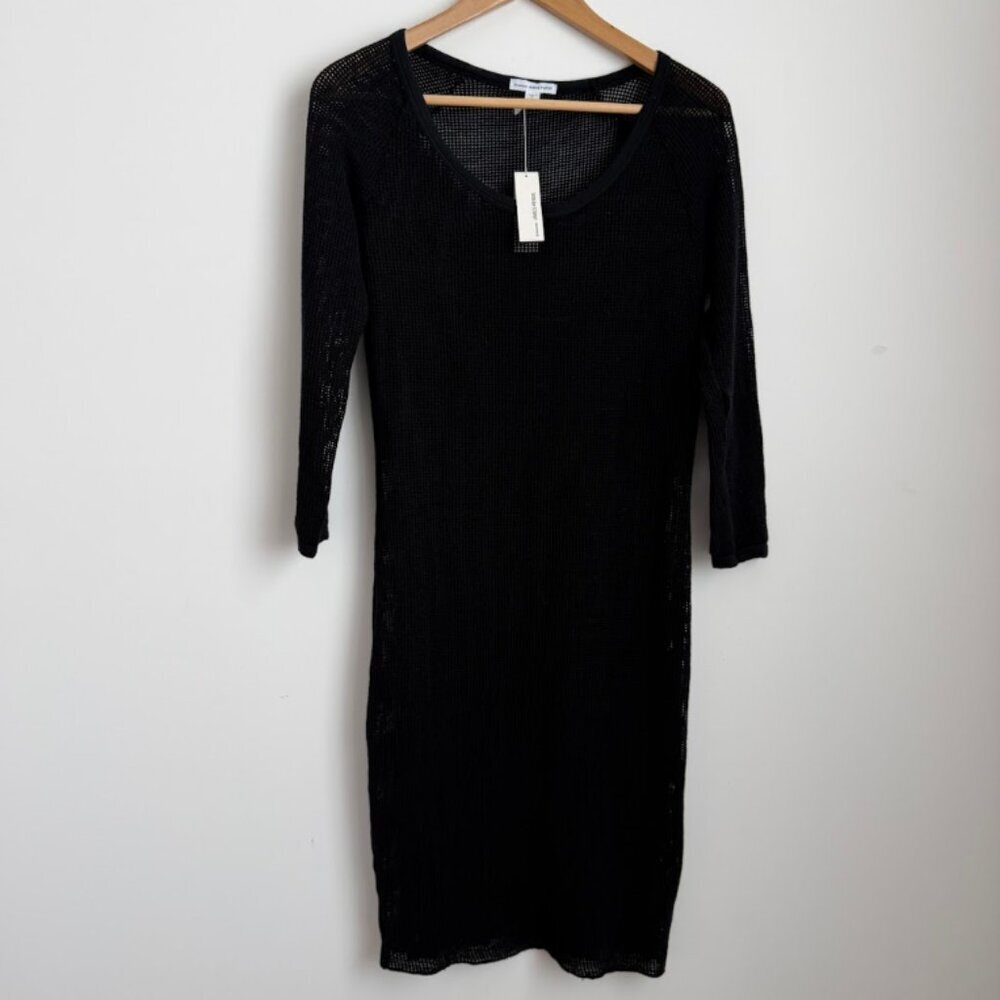 NWT James Perse Women's Raglan Mesh Dress in Black Size 1 / Small
